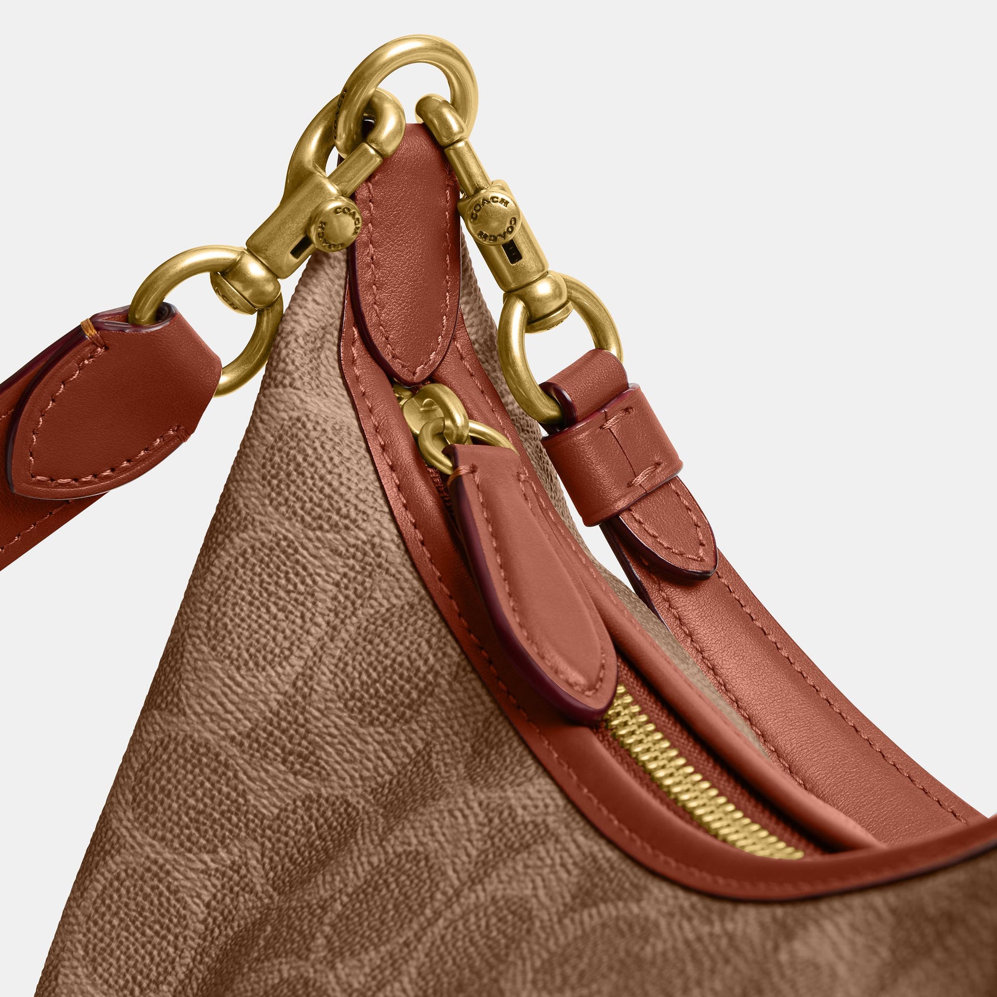 CAM23-JULIET SHOULDER BAG IN SIGNATURE CANVAS-B4/Tan Caramel