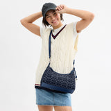 CAM24-Juliet Shoulder Bag In Signature Denim-Lh/Deep Blue Multi