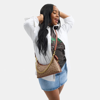 CAM26-JULIET SHOULDER BAG 25 IN SIGNATURE CANVAS-B4/Tan Caramel