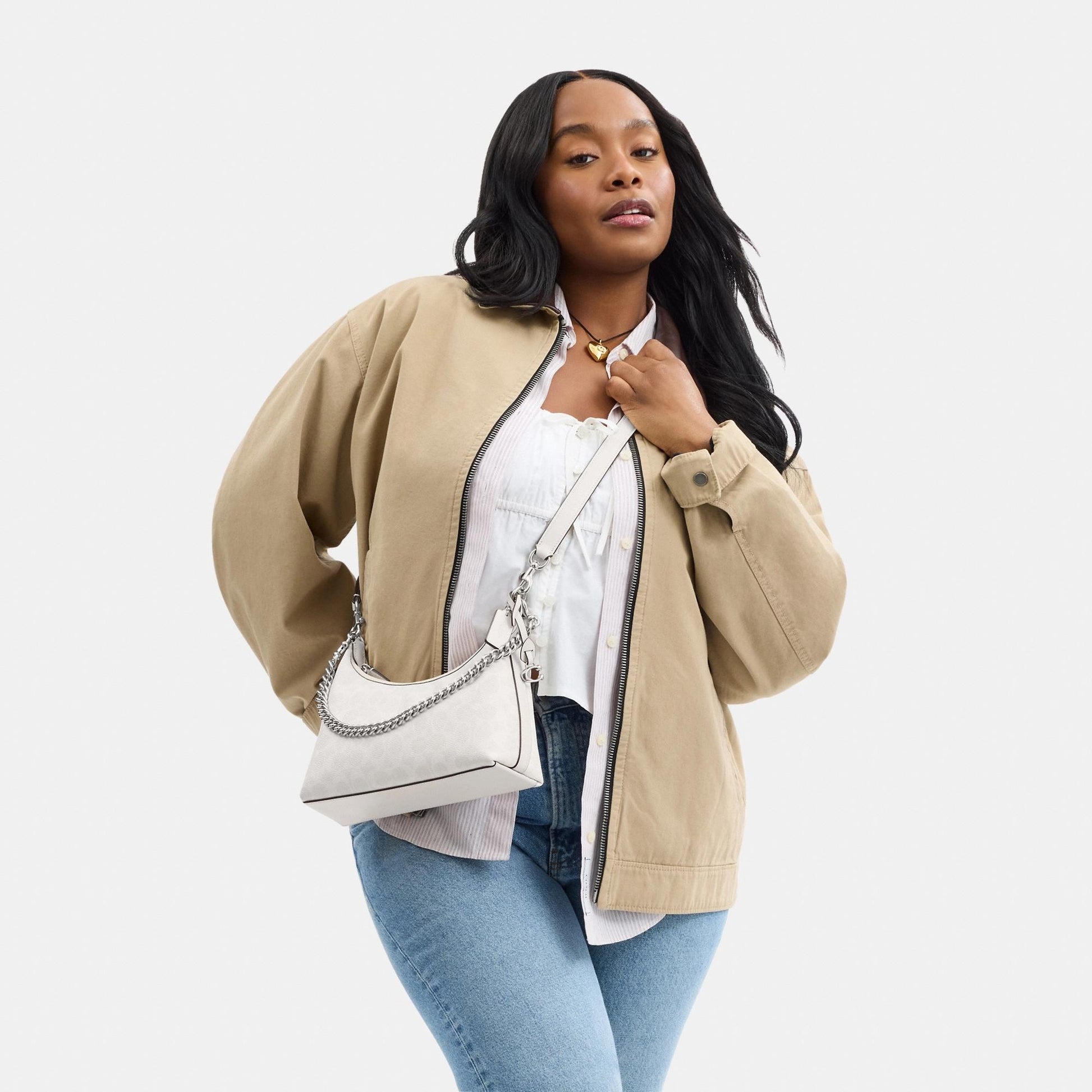 CAM26-JULIET SHOULDER BAG 25 IN SIGNATURE CANVAS-LH/White Chalk