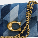CAM91-TABBY SHOULDER BAG 26 WITH PATCHWORK QUILTING-B4/DENIM MULTI
