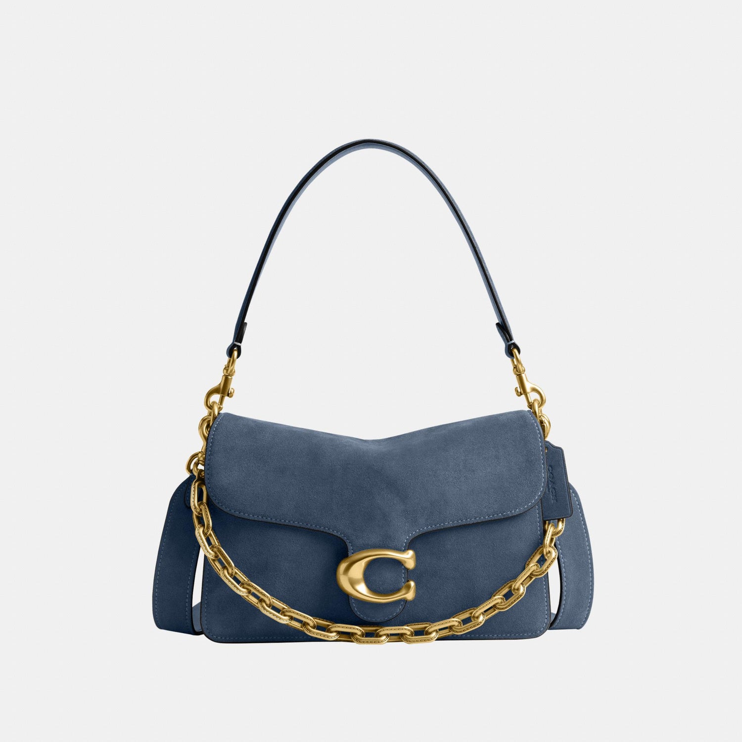 CAN13-Suede Chain Tabby Shoulder Bag with Chain-B4/Light Denim