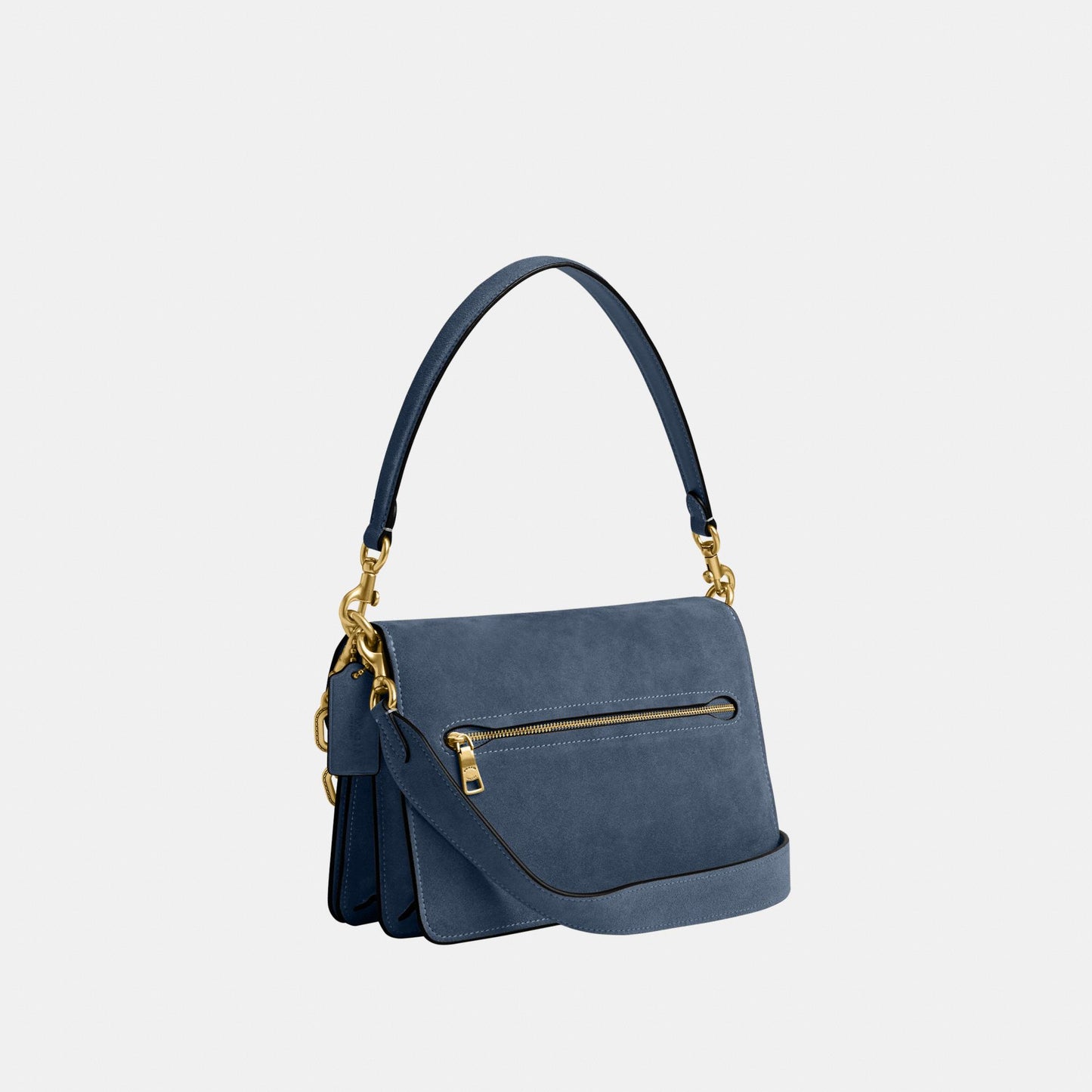 CAN13-Suede Chain Tabby Shoulder Bag with Chain-B4/Light Denim
