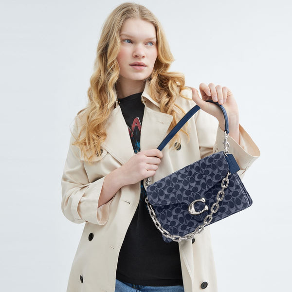 Chain Tabby Shoulder Bag In Signature Denim