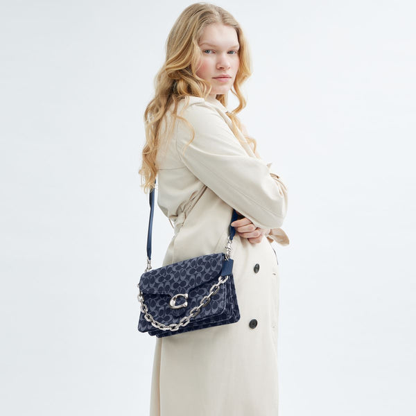 Chain Tabby Shoulder Bag In Signature Denim