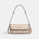 CAN70-Hailey Flap Bag In Signature Canvas-Sv/Sand/Taupe