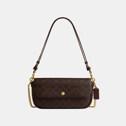 CAN91-Brook Flap Chain Bag in Signature Canvas-B4/Maple