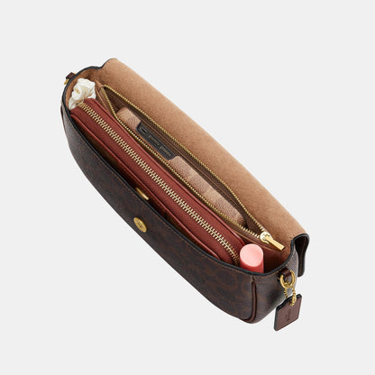 CAN91-Brook Flap Chain Bag in Signature Canvas-B4/Maple
