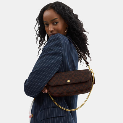 CAN91-Brook Flap Chain Bag in Signature Canvas-B4/Maple