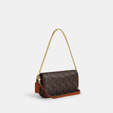 CAN92-BROOK FLAP CHAIN BAG WITH HORSE AND CARRIAGE PRINT-B4/Truffle Burnished Amber