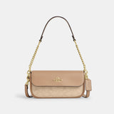 CAN94-Hailey Flap Bag With Signature Canvas-Im/Dark Natural Multi