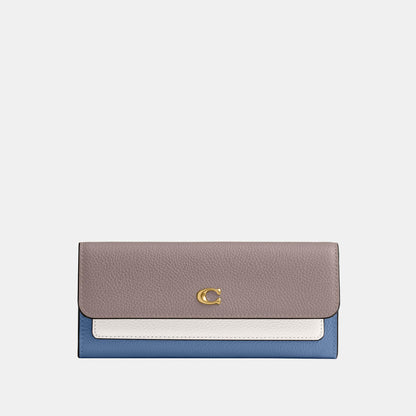 CAO18-Mila Long Flap Wallet In Colorblock-B4/Ash Multi