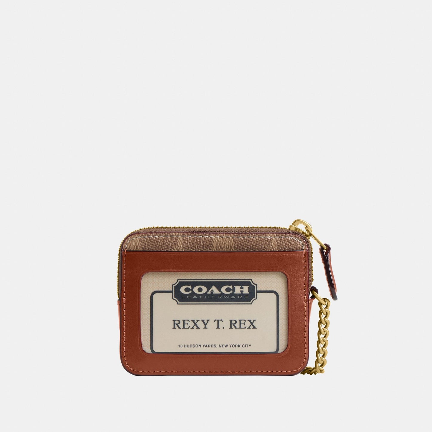 CAO37-Coated Canvas Signature Essential Chain Card Case-B4/Tan Caramel