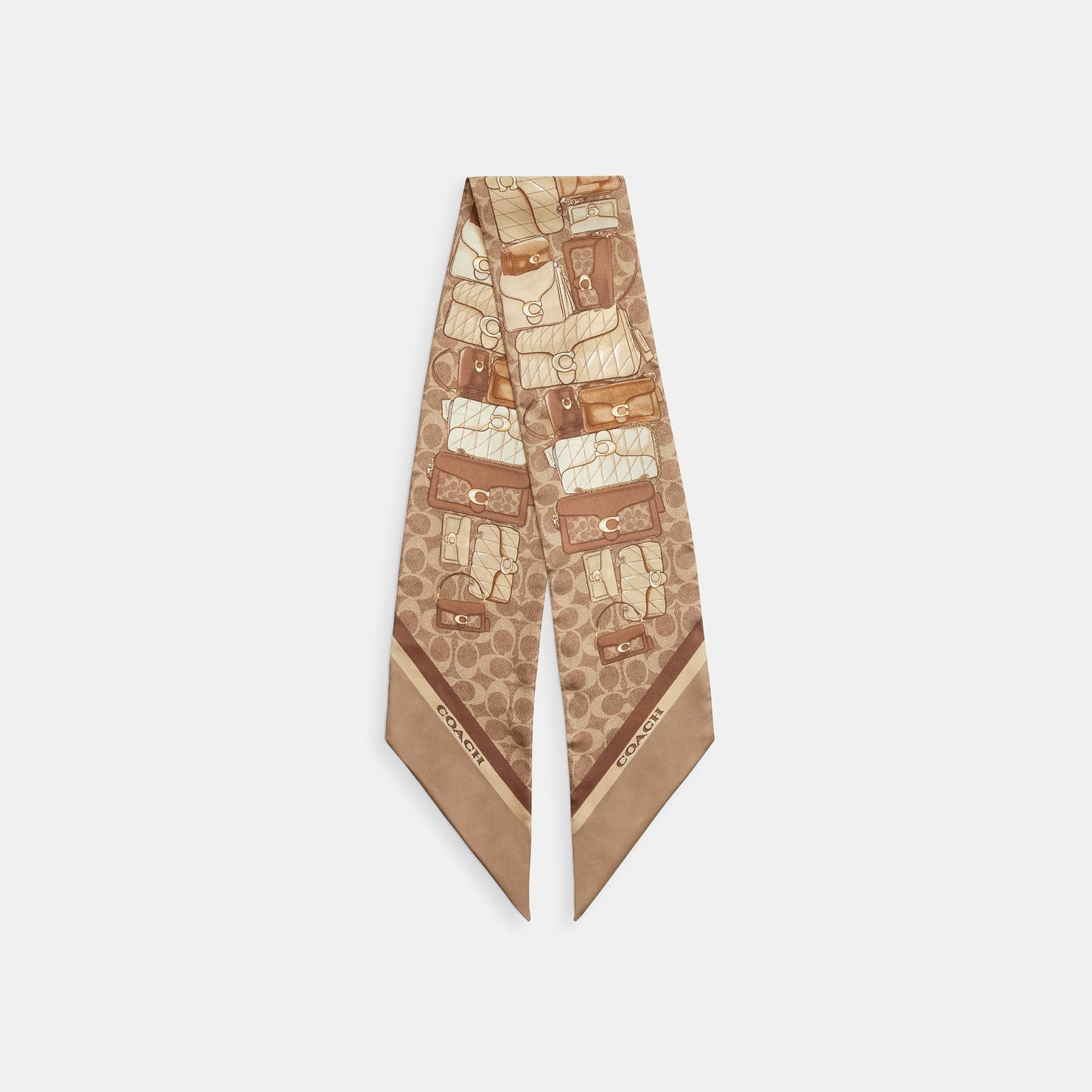 29CAS77-Stacked Tabby Printed Wide Silk Skinny-Tan