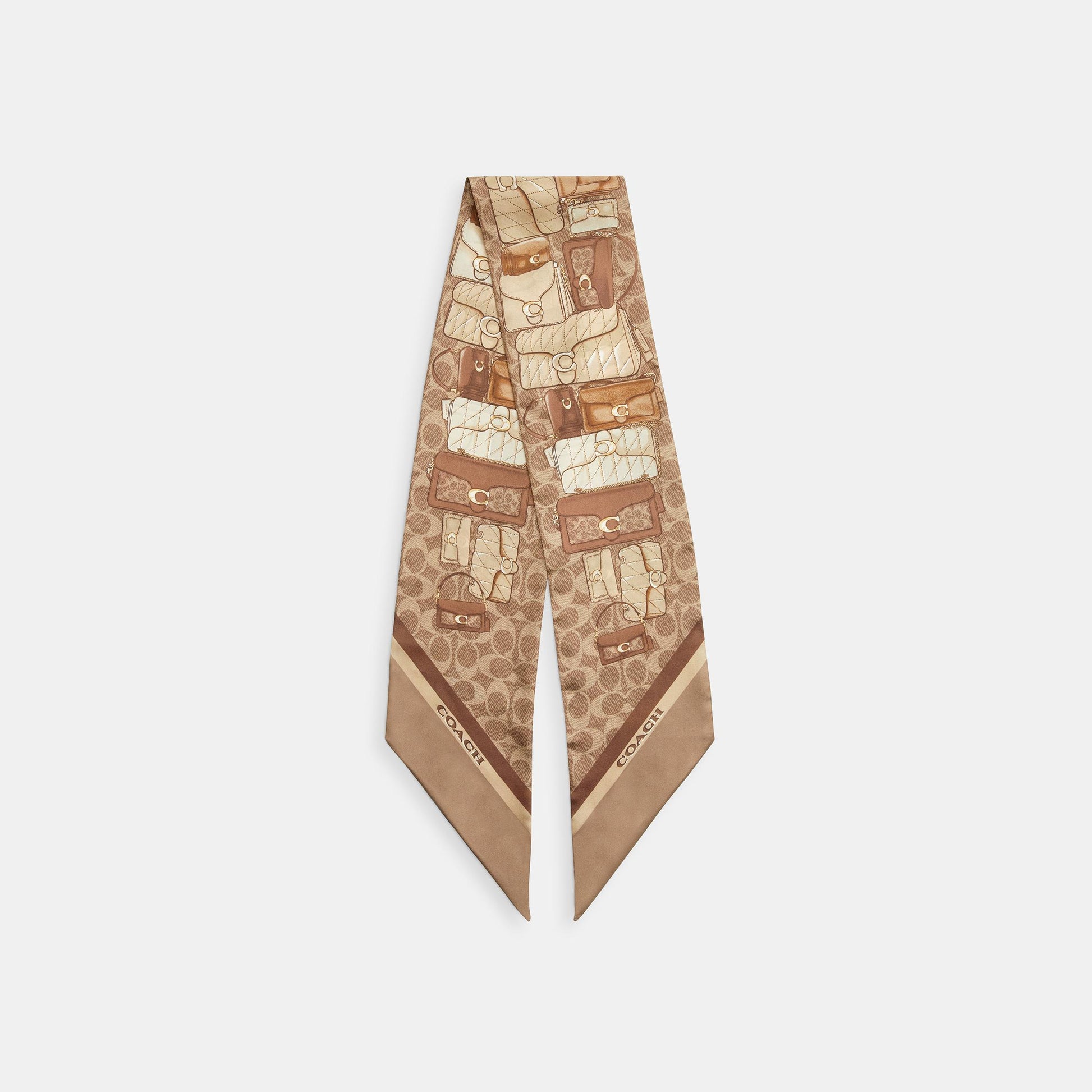 29CAS77-Stacked Tabby Printed Wide Silk Skinny-Tan
