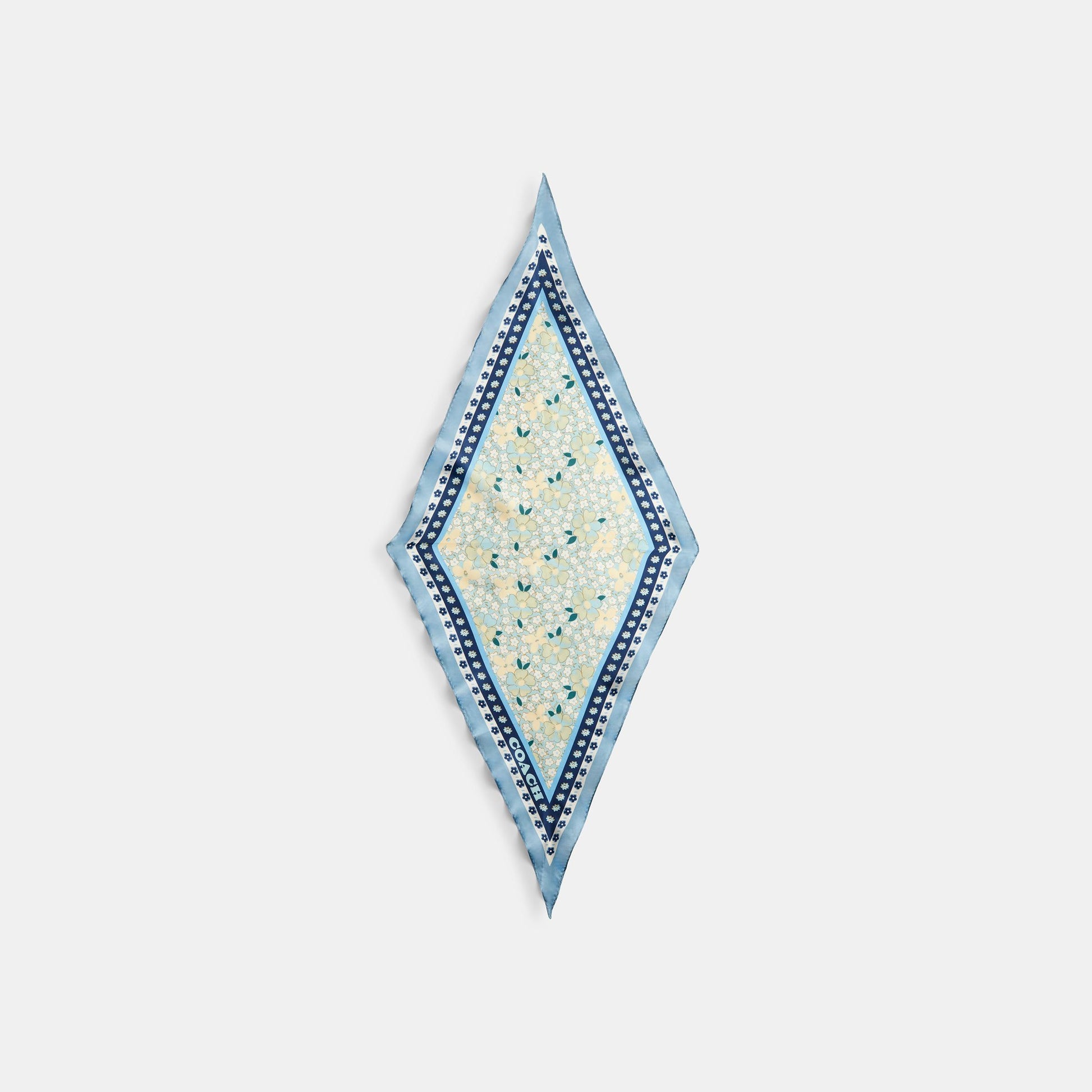 29CAT19-Vintage Floral Printed Silk Diamond-Bluebell / Multi