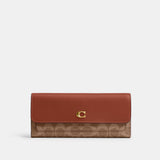 CAT55-MILA LONG FLAP WALLET IN SIGNATURE CANVAS-B4/Tan Caramel