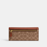 CAT55-Mila Long Flap Wallet In Signature Canvas-B4/Tan Caramel