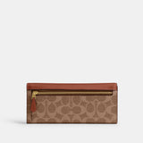CAT55-MILA LONG FLAP WALLET IN SIGNATURE CANVAS-B4/Tan Caramel