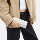 CAT55-MILA LONG FLAP WALLET IN SIGNATURE CANVAS-LH/White Chalk