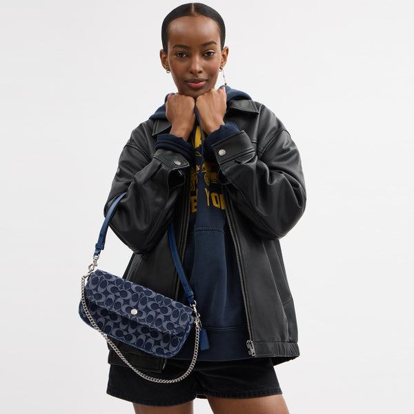 Brook Flap Chain Bag In Signature Denim