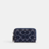 CAT62-Essential Small Zip Around Card Case In Signature Denim-Lh/Deep Blue Multi