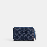 CAT62-Essential Small Zip Around Card Case In Signature Denim-Lh/Deep Blue Multi