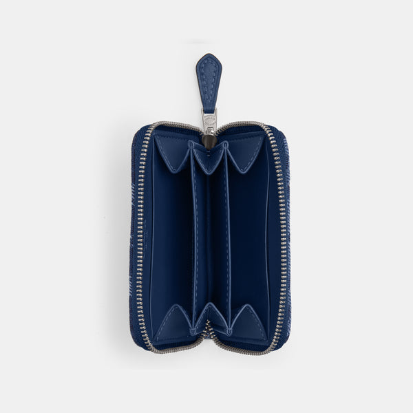 Essential Small Zip Around Card Case In Signature Denim