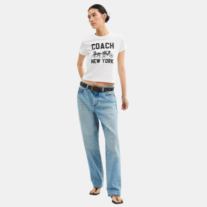CBD21-Horse and Carriage T-Shirt in Organic Cotton-White