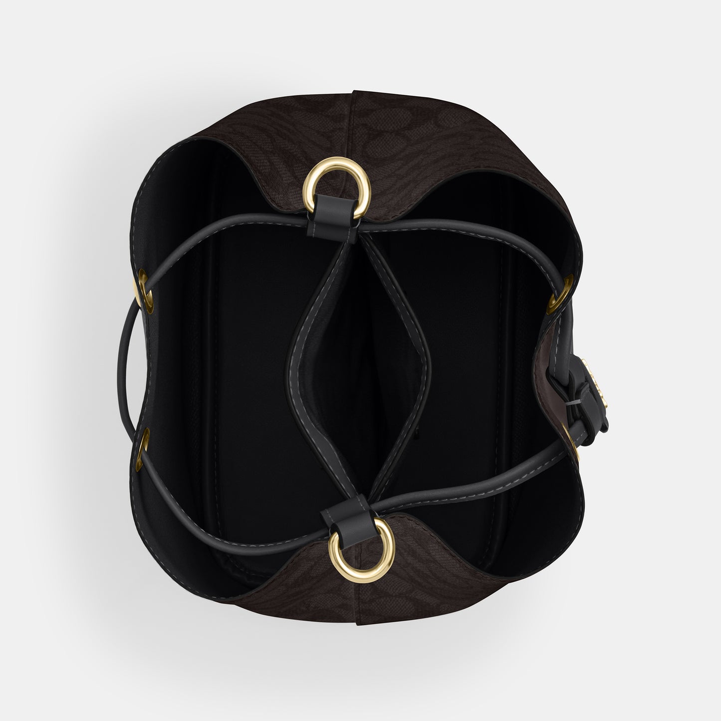 CBH07-Rowan Bucket Bag In Signature Canvas-Im/Walnut/Black