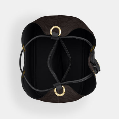 CBH07-Rowan Bucket Bag In Signature Canvas-Im/Walnut/Black