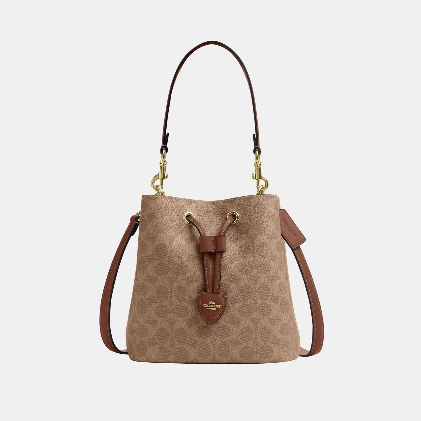 CBH07-Rowan Bucket Bag in Signature Canvas-Im/Tan/Brown