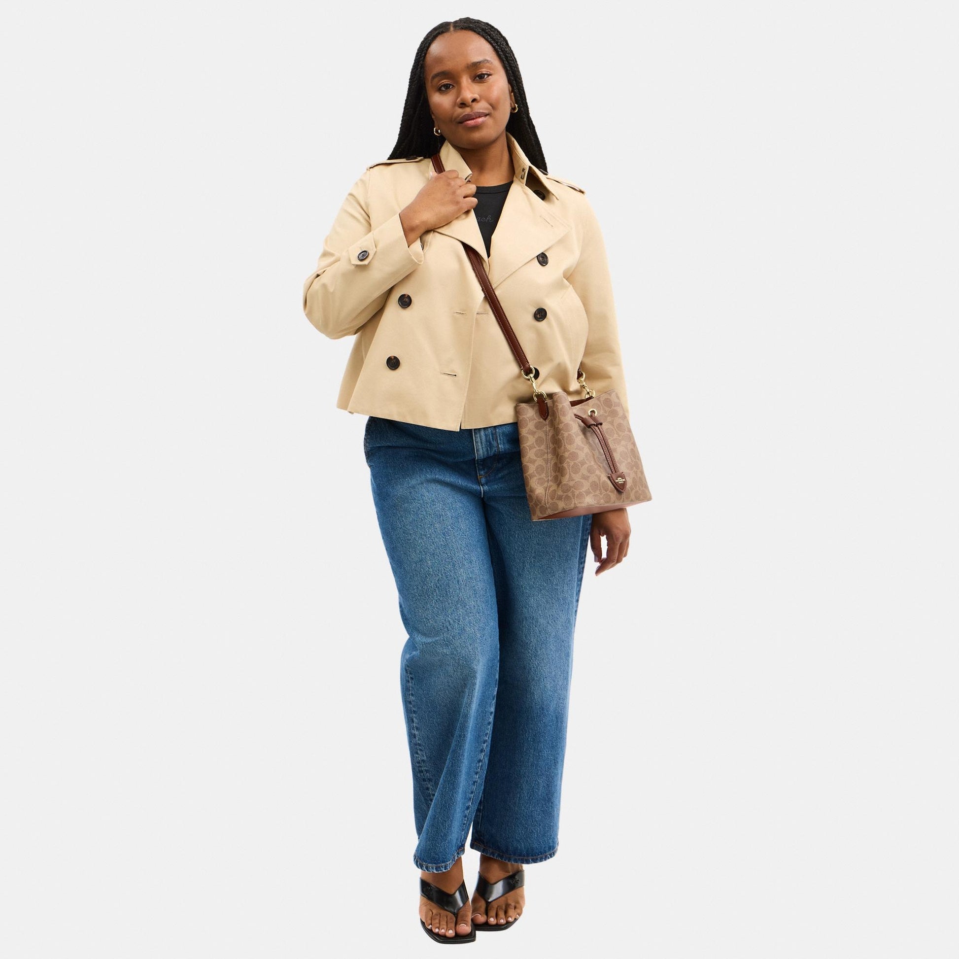 CBH07-Rowan Bucket Bag in Signature Canvas-Im/Tan/Brown