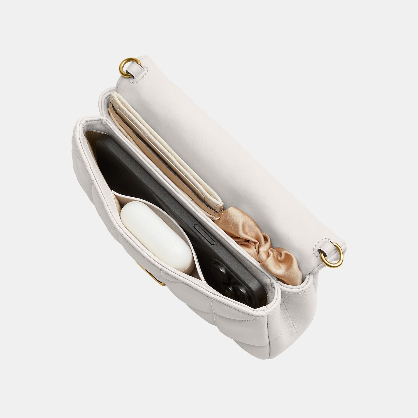 CBH23-Tabby Chain Crossbody Bag 19 with Quilting-B4/Chalk