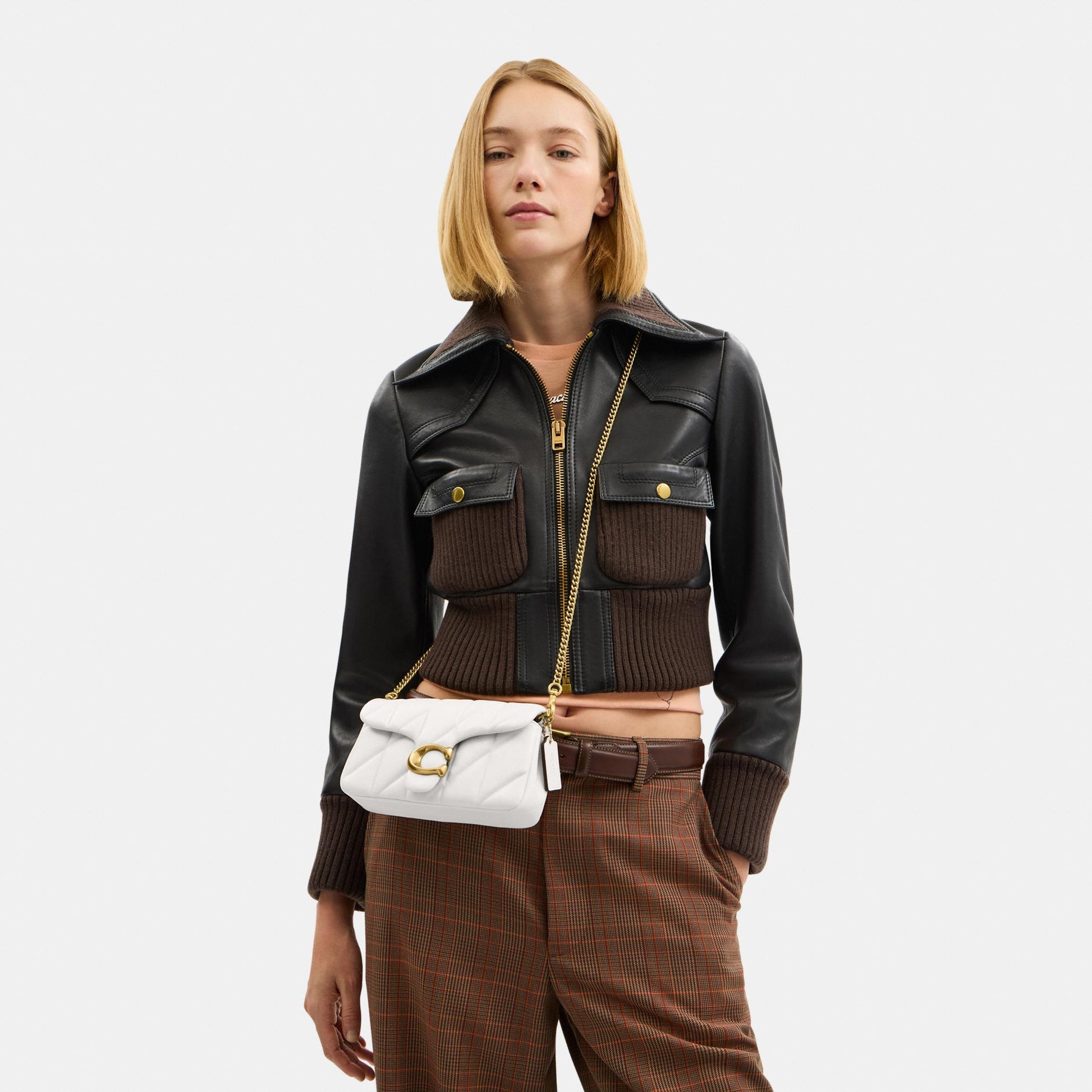 CBH23-Tabby Chain Crossbody Bag 19 with Quilting-B4/Chalk