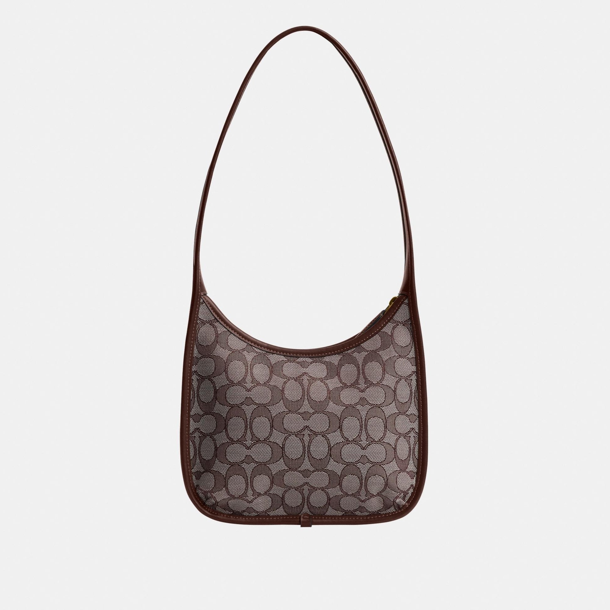 CBH25-Curve Zip Bag In Signature Jacquard-B4/Oak Maple