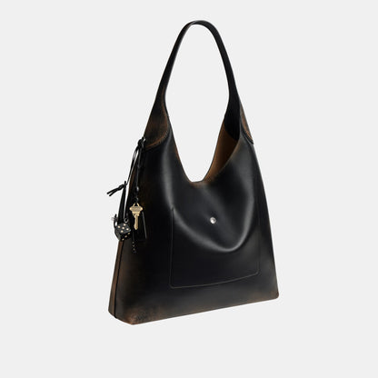CBH42-Brooklyn Shoulder Bag 39 In Loved Leather-Lh/Black Brown