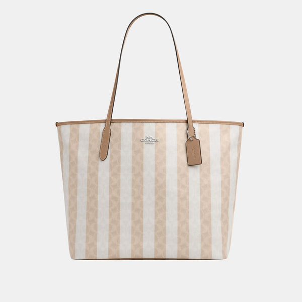Large City Tote Bag In Signature Canvas With Stripe