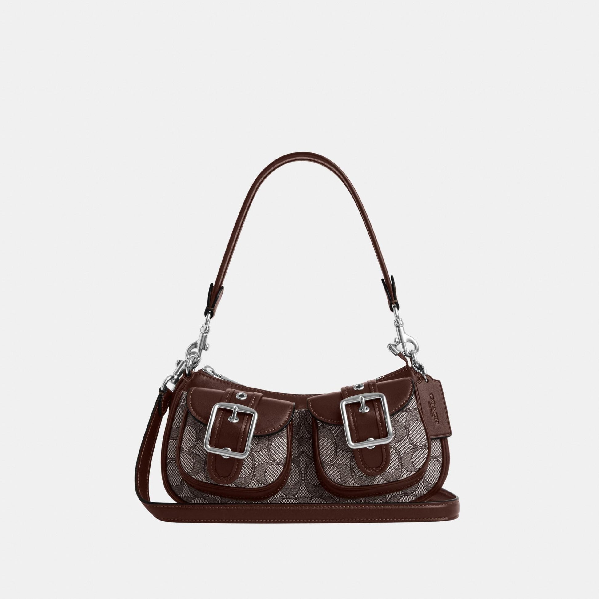 CBJ00-Ashton Shoulder Bag in Signature Jacquard-Sv/Oak/Maple
