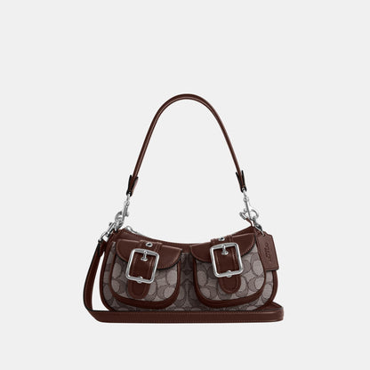 CBJ00-Ashton Shoulder Bag in Signature Jacquard-Sv/Oak/Maple