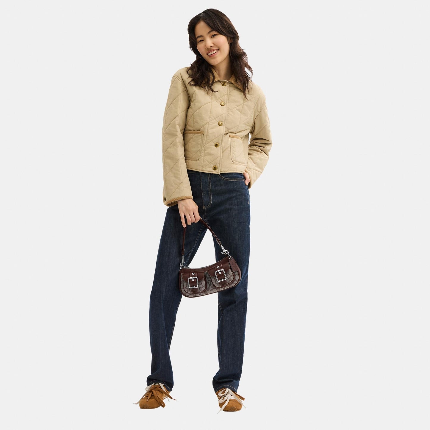 CBJ00-Ashton Shoulder Bag in Signature Jacquard-Sv/Oak/Maple