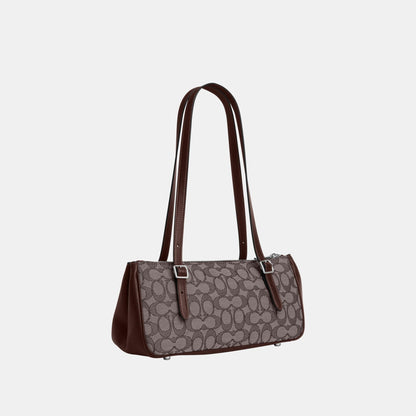 CBJ03-Asher Shoulder Bag in Signature Jacquard-Sv/Oak/Maple