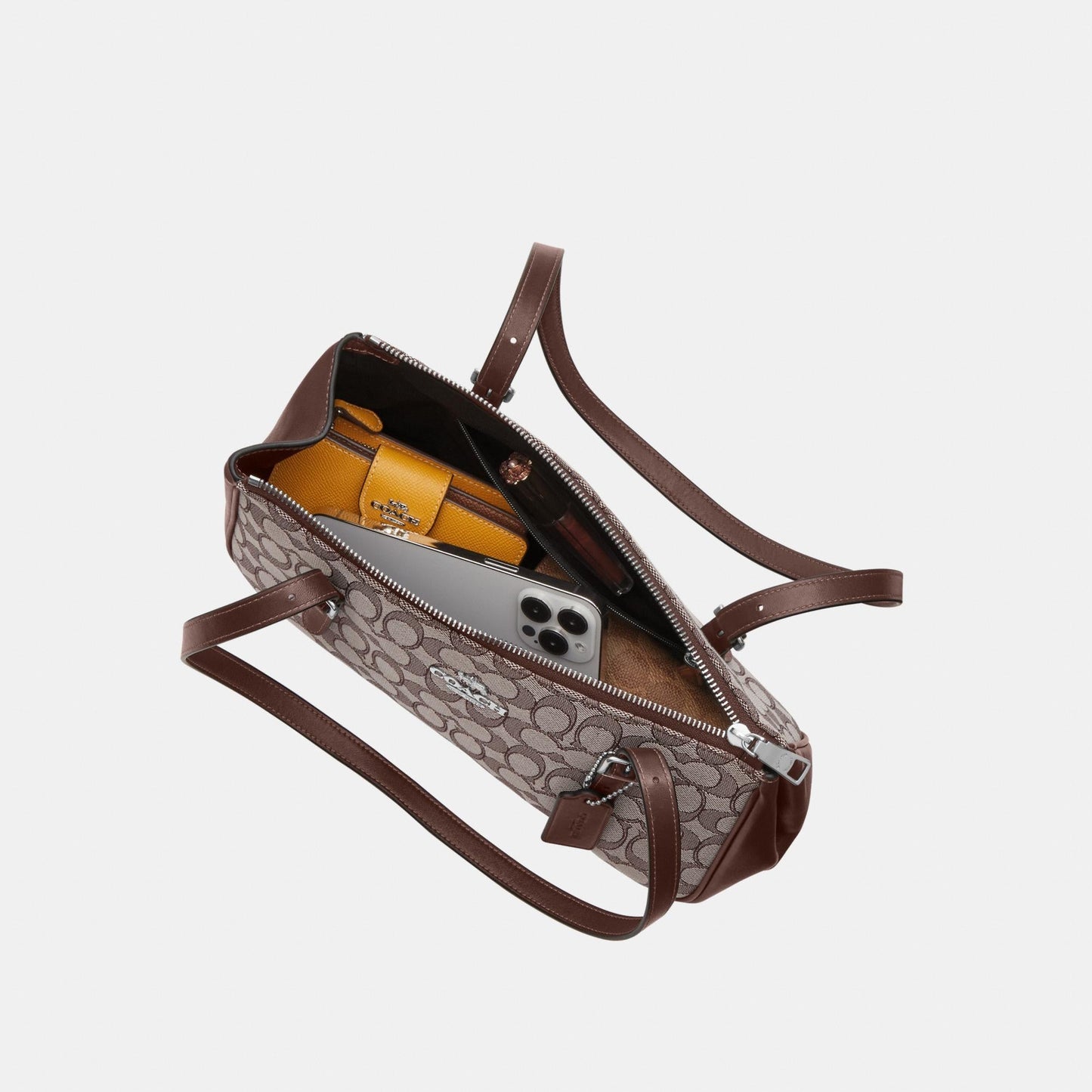 CBJ03-Asher Shoulder Bag in Signature Jacquard-Sv/Oak/Maple