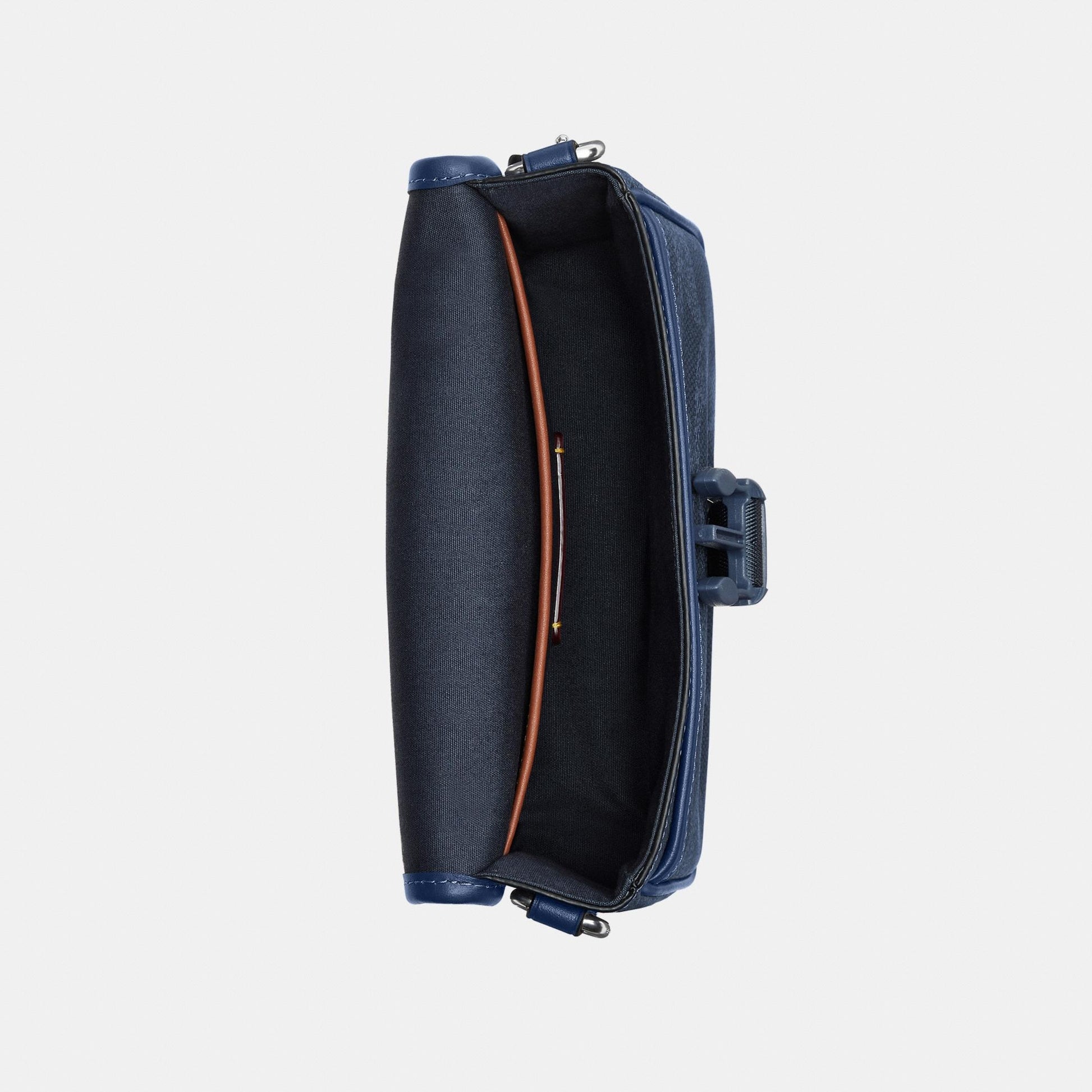 CBJ21-League Crossbody In Mixed Signature Canvas-Denim/Deep Blue