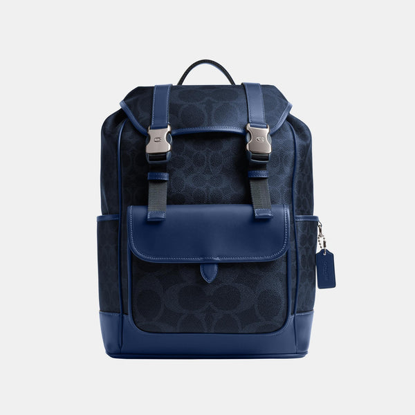 League Flap Backpack In Mixed Signature Canvas