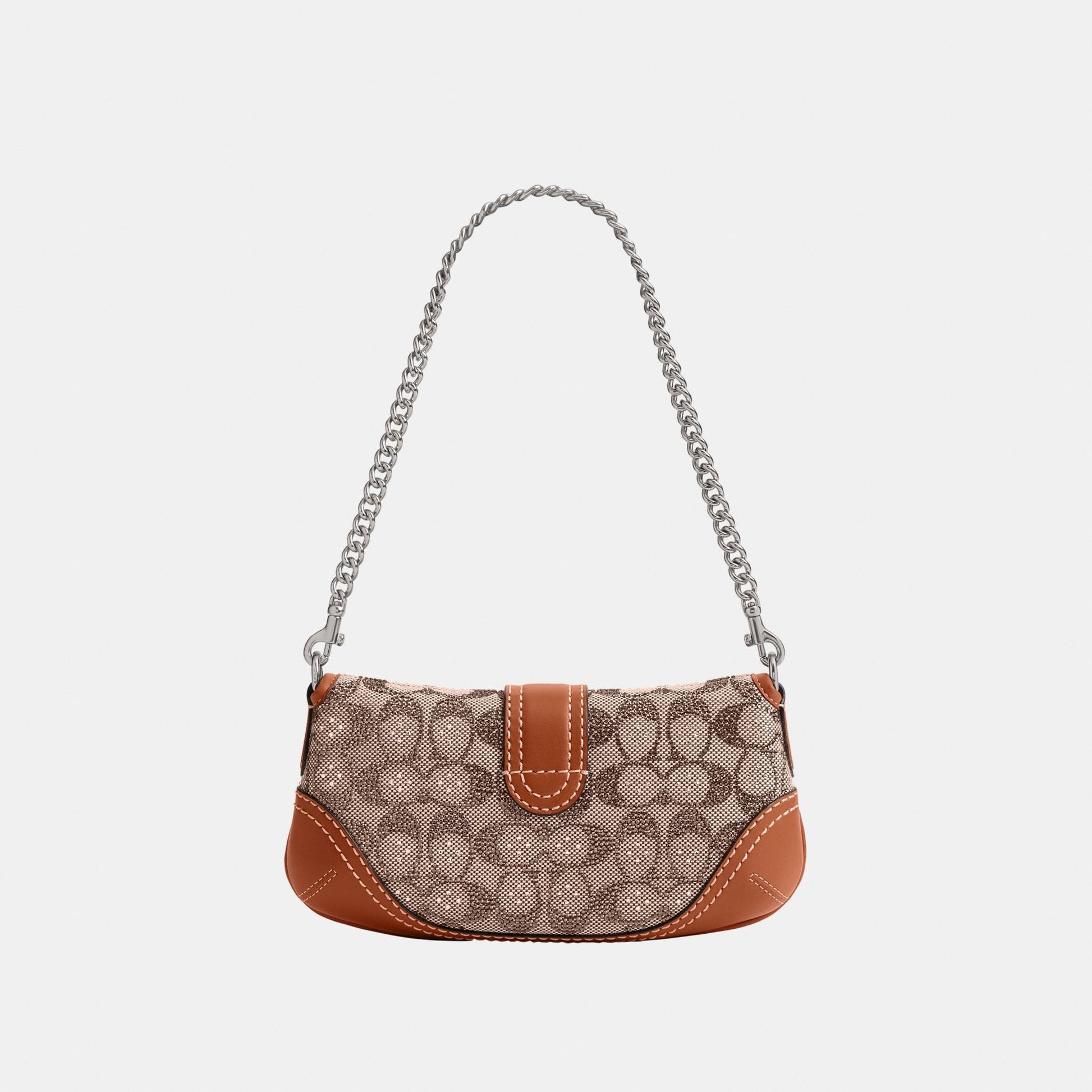 CBJ65-Soho Bag 25 In Crystal Signature Jacquard-Lh/Burnished Amber