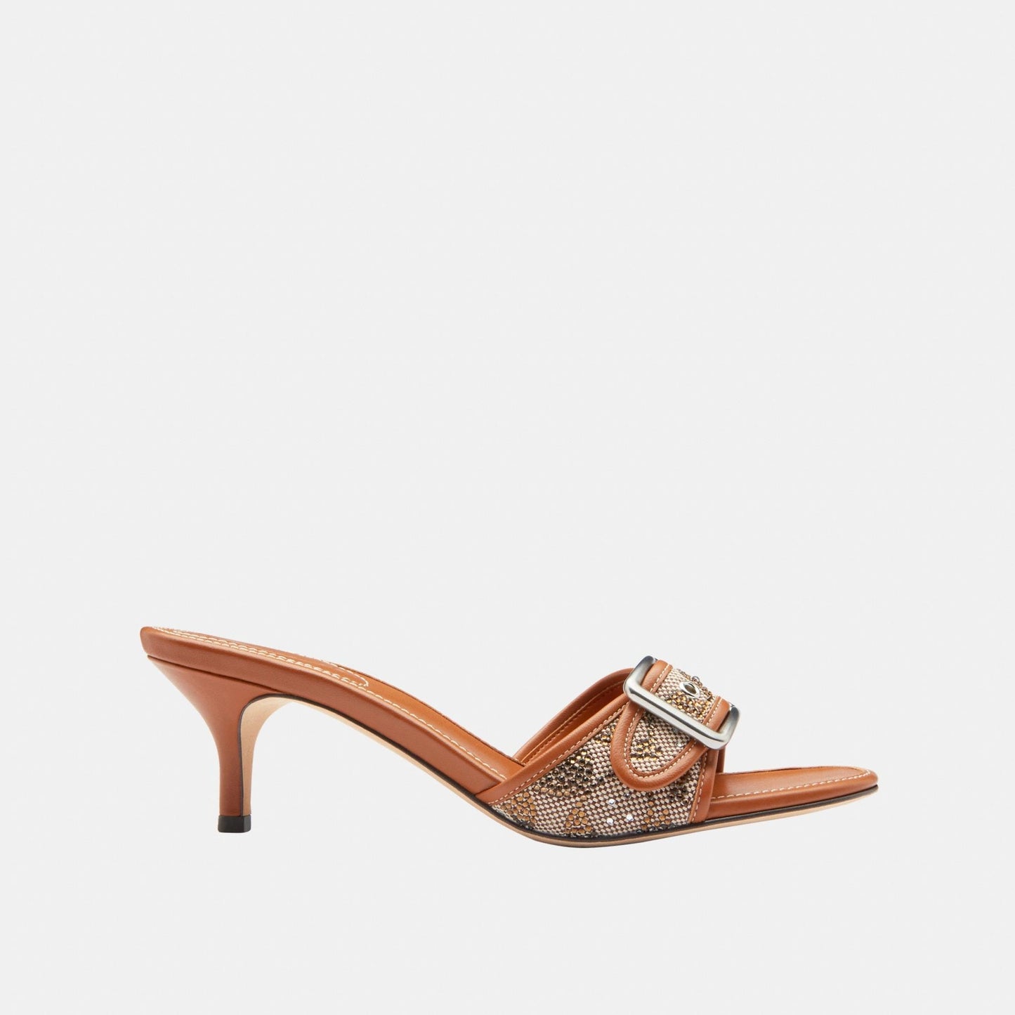 CBO40-Margot Sandal In Crystal Signature Jacquard-Burnished Amber