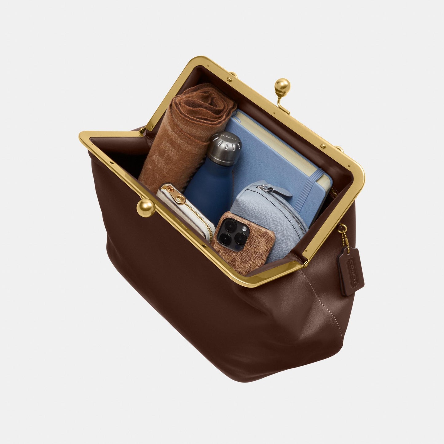 CBR51-Large Kisslock Frame Bag-B4/Dark Brown