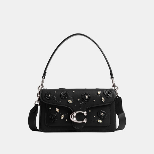 CCC05-Tabby Shoulder Bag 26 With Crystal Embellishment-Lh/Black