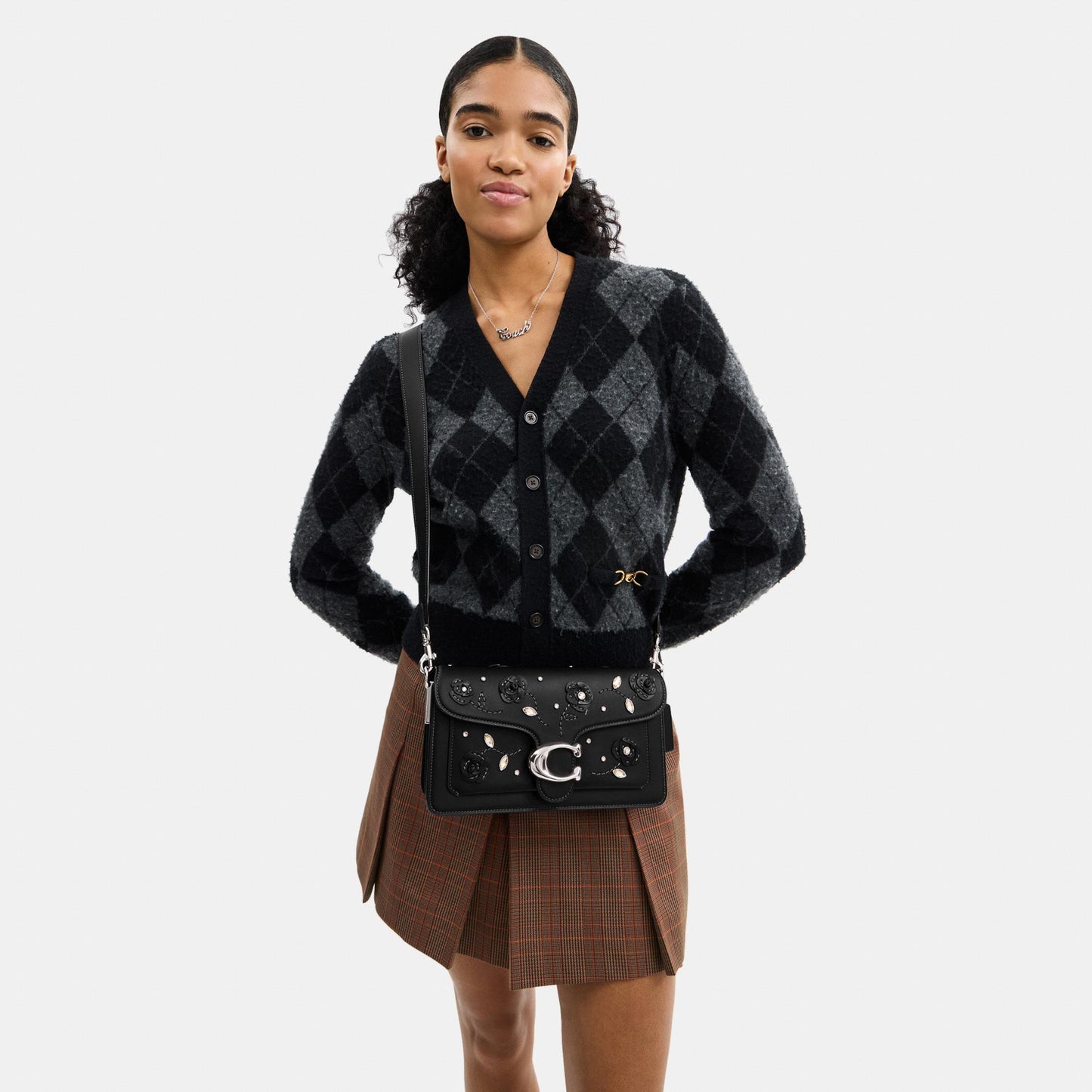 CCC05-Tabby Shoulder Bag 26 With Crystal Embellishment-Lh/Black